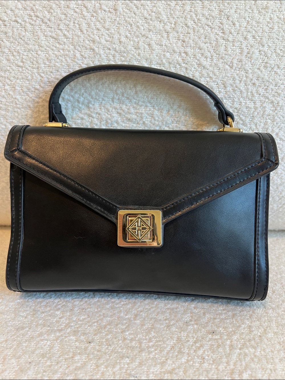 Antonio Melani Black Leather Handbag Designer Luxury Purse Top Handle Purse